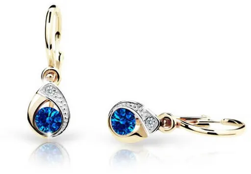 Cutie Jewellery Dětské náušnice ze žlutého zlata C1898-10-X-1 modrá