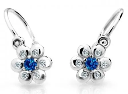 Cutie Jewellery Kytičkové dětské náušnice z bílého zlata C2247-10-X-2 modrá