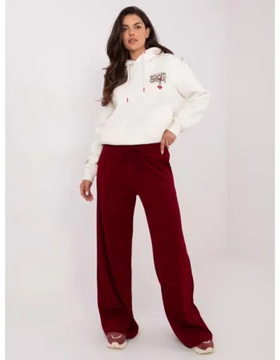 Bordové kalhoty basic se širokými nohavicemi