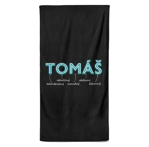 Osuška Mužská jména – NEON (Jméno: Tomáš, Velikost osušky: 100x170cm)