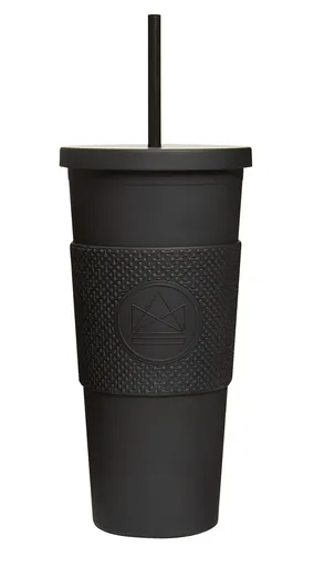 Pohár na pití s brčkem, 625ml, Neon Kactus, černý