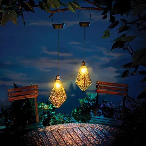 2 marocké solární závěsné lucerny