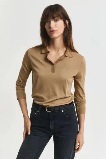 POLOKOŠILE GANT REG SEAMLESS BUTTON LS POLO WARM KHAKI