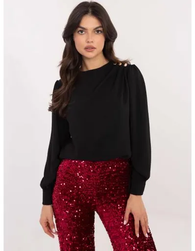 Černá společenská halenka s drapérií