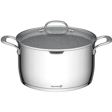 G21 Gourmet Miracle s výlevkou28 cm s poklicí výparníke/cedníkem, nerez/greblon (G21-005NG)
