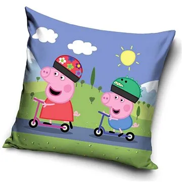 TIPTRADE povlak na polštář Prasátko Peppa na koloběžkách, 40×40 cm (8592850411096)