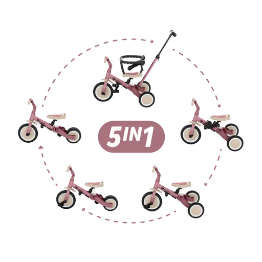PETITE&MARS Tříkolka 5v1 Turbo Dusty Rose