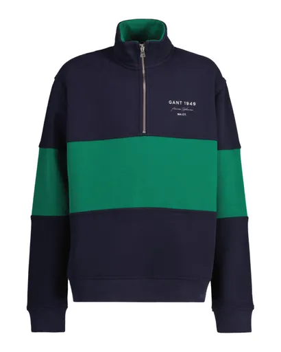 MIKINA GANT COLOR BLOCKED HALF ZIP SWEAT EVENING BLUE