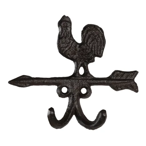 Hnědý litinový nástěnný háček s kuřetem - 12*2*10 cm 6Y4561