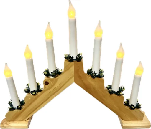 Exihand Adventní svícen 2262-130.T dubový s taženou žárovkou LED FILAMENT, 7x34V/0,2W