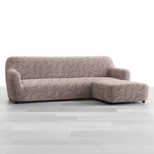 Bielastické potahy BRILLANTE hnědé sedačka s otomanem vpravo (š. 170 - 300 cm)