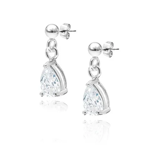 Náušnice ze stříbra 925 - visící čiré zirkonové slzičky