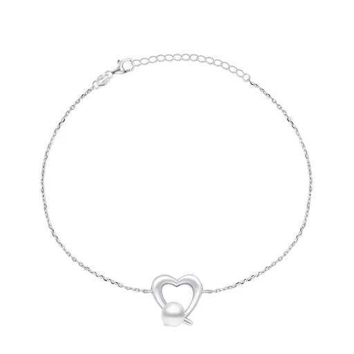 Brilio Silver Elegantní stříbrný náramek s pravou perlou BRC28W