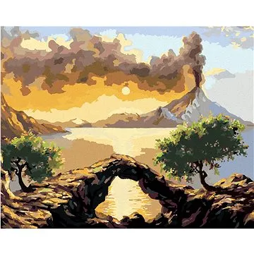 Diamondi - Diamantové malování - KRAJINA S VÝBUCHEM SOPKY, 40x50 cm, Vypnuté plátno na rám (606729B)