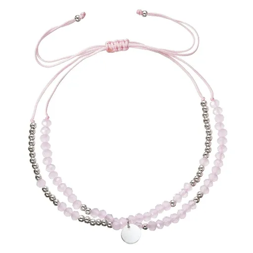 Evolution Group - Pavona Dvojitý textilní náramek s růžovými korálky 13038.3