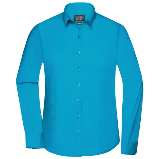 James & Nicholson (Daiber) Dámská košile s dlouhým rukávem JN677 - Tyrkysová | 3XL