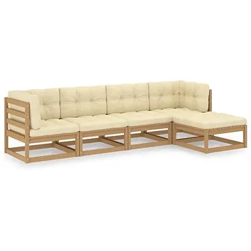 5dílná zahradní sedací souprava s poduškami masivní borovice, 3076587 (3076587)