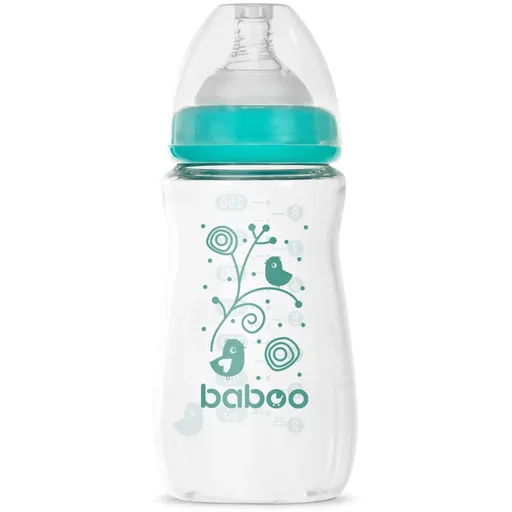 Baboo Anti-colic Glass Feeding Bottle Wide Neck skleněná kojenecká láhev 3m+ 250 ml