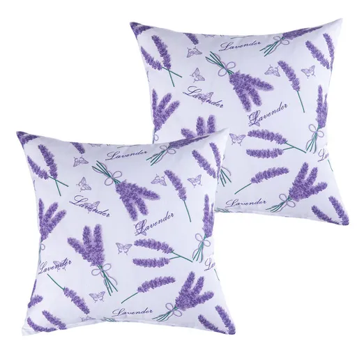 Sada 2 povlaků na polštářky LEVANDULE 40 x 40 cm