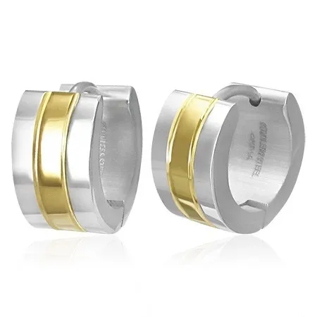 Náušnice z chirurgické oceli - kroužky dvou barev - stříbrná a zlatá
