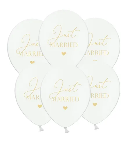PartyDeco Balón bílý - Just Married 50 ks