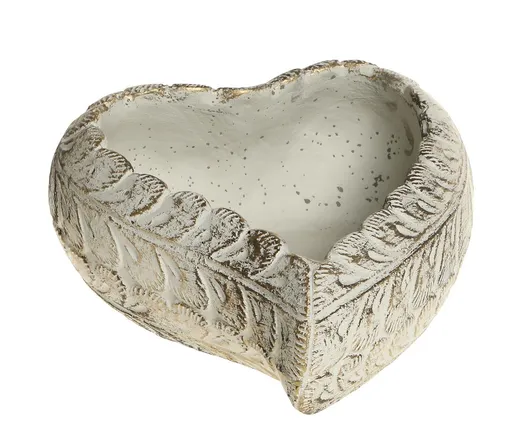 Bílo - zlatý antik cementový květináč ve tvaru srdce Vittel L - 20*17*8 cm 65084619