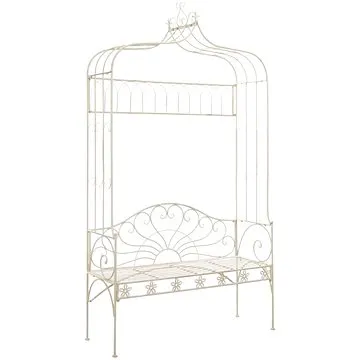Zahradní lavice 122 cm železná starožitná bílá (45434)