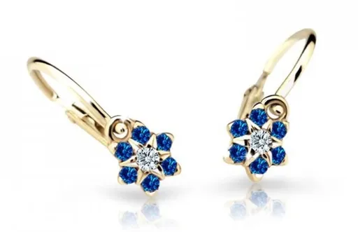 Cutie Jewellery Půvabné dětské náušnice ze žlutého zlata C2152-10-X-1 modrá