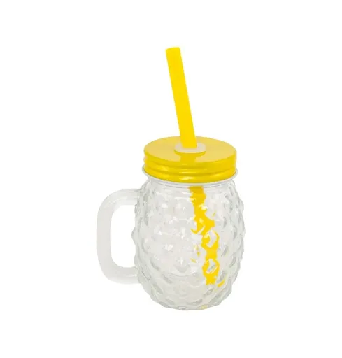 Chaks Mini sklenený pohár so slamkou - Ananás 110ml