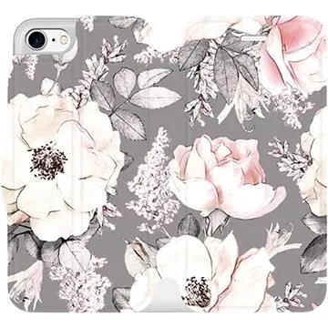 Flipové pouzdro na mobil Apple iPhone 7 - MX06S Květy na šedém pozadí (5903516018581)