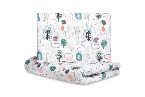 SENSILLO Mušelínové povlečení do postýlky 135x100, Ježek Toník, zelené