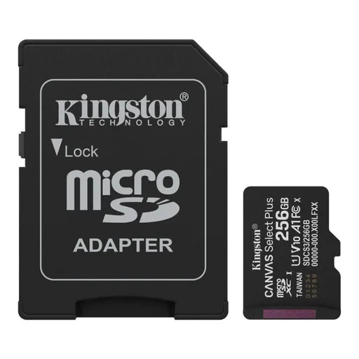 Kingston MicroSDXC karta 256GB Canvas Select Plus, U1, V10, A1, SD Adaptér