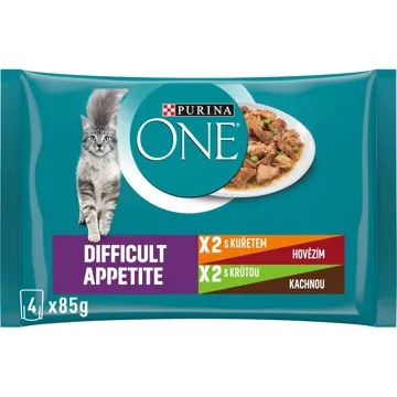 PURINA ONE DIFFICULT APPETITE multipack kuře ve šťávě 4 × 85 g (7613287893512)