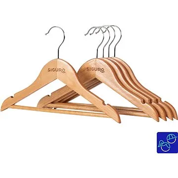 Siguro Sada dětských dřevěných ramínek, natural, 5 ks (SGR-HGKW5N)