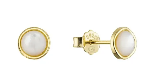 Evolution Group - Pavona Pozlacené stříbrné náušnice Kolečka s perletí 11705.1