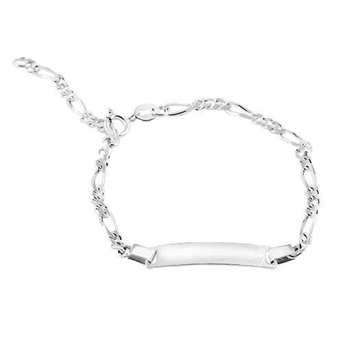 Stříbrný 925 náramek s Figaro vzorem a s lesklou destičkou