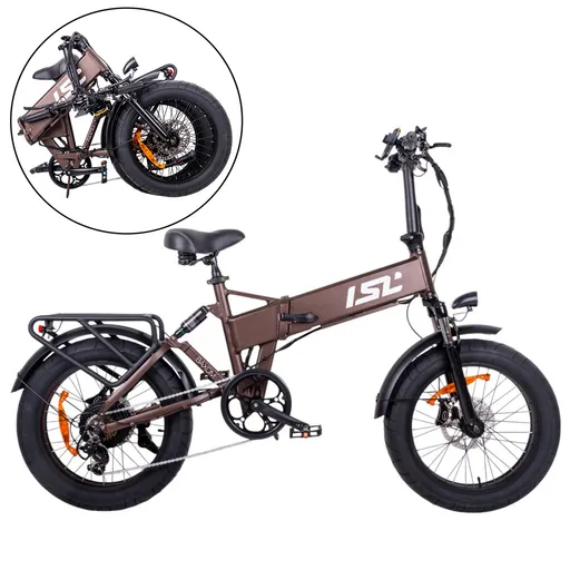 Skládací elektro fat bike inSPORTline ISL Baxom Lite 720Wh 20" 16,5" (170-205 cm) Deep Coffee