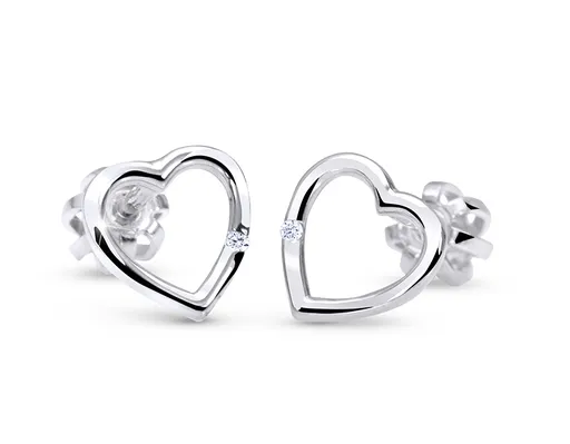 Cutie Jewellery Zlaté srdíčkové náušničky se zirkonem C2761-30-X-2 bílá