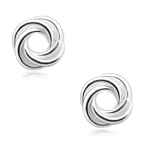 Náušnice ze stříbra 925, lesklý uzel ze tří kroužků, puzetky