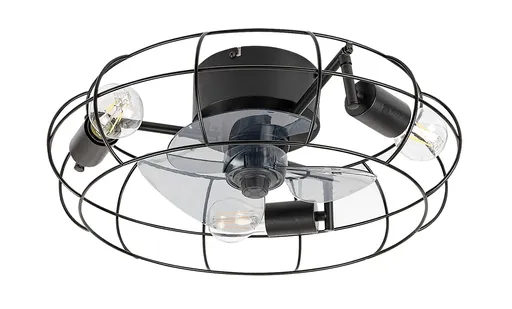 Rabalux Černé stropní svítidlo s ventilátorem Cadmus 480mm pro žárovku 3x E27 71043