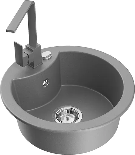 MEXEN/S Diego granitový dřez 1-miska včetně baterie Rita, šedý 6512-71-670300-71