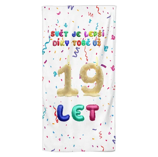 Osuška Svět je lepší díky tobě (věk: 19, Velikost osušky: 70x140cm)