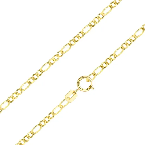 Řetízek ze žlutého zlata 585 - vzor Figaro, tři oválná a jedno podlouhlé očko, 450 mm