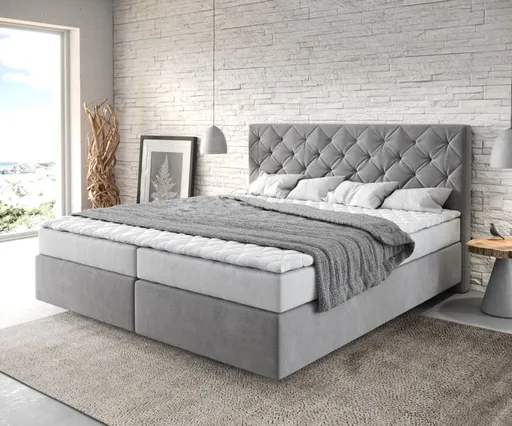 Boxspring postel Dream-Great 180x200 cm mikrovlákno šedá
