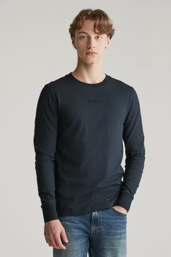 TRIČKO GANT SLIM 3D LOGO LS TSHIRT BLACK