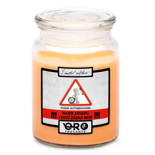 Svíčka Pozor automechanik (Vůně svíčky: Tropické ovoce)