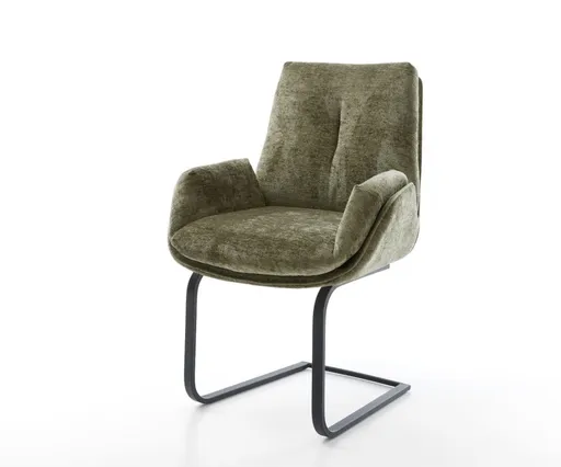 Jídelní židle Clea-Flex žinylka olivová konzolová podnož plochá