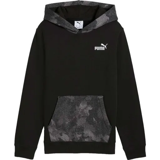 Puma ESSENTIALS CAMO HOODIE FL B Dětská mikina, černá, velikost