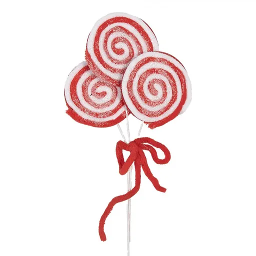 Bílo-červený vánoční zápich lízátka Lollipop - 15*1*30 cm 65854