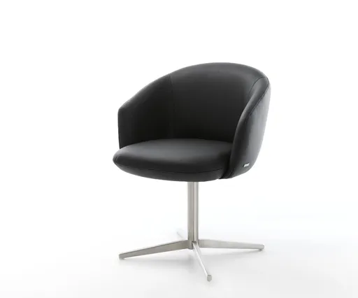 Jídelní židle Caja-Flex s područkami pravá kůže černá podnož